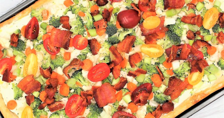 Vegetable, Bacon, and Cream Cheese Croissant Pizza